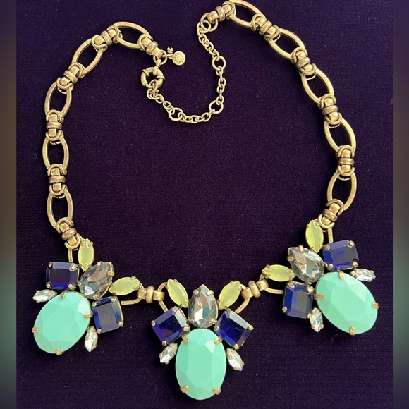 J. Crew Jewelry - J. CREW Turquoise, Yellow, Cobalt Blue and Clear Rhinestone Statement Ne…